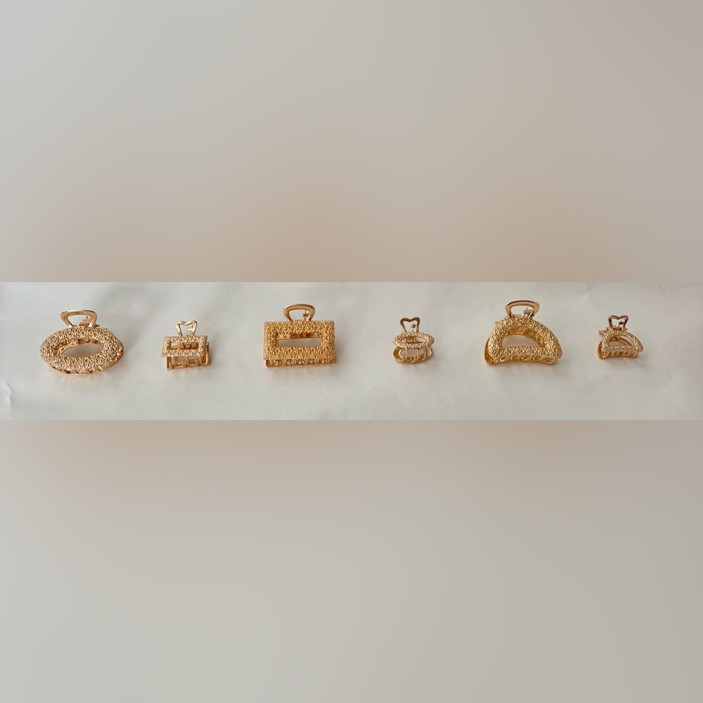 3/$15 | Hair Claw Clips | Gold Pearl Minimal Chic